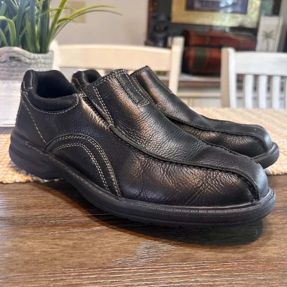 Clarks Collection Sherwin Time Mens Leather Slip On Loafers Black Size‎ 9.5M